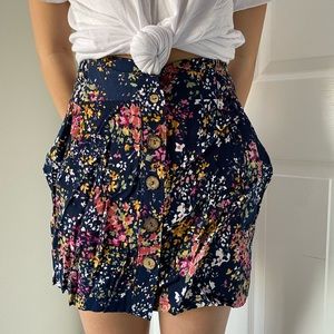 Blue floral mini skirt